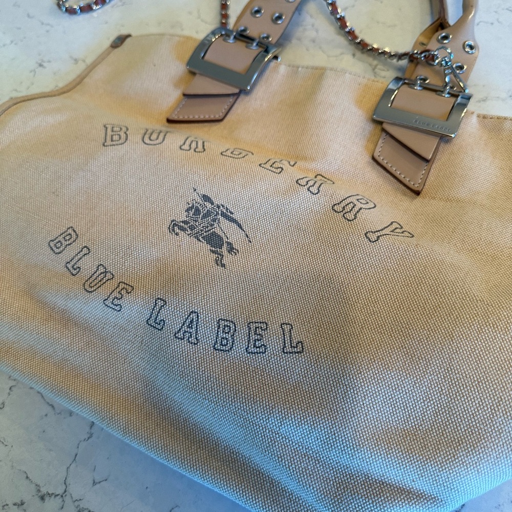 Burberry Blue label canvas and leather tote